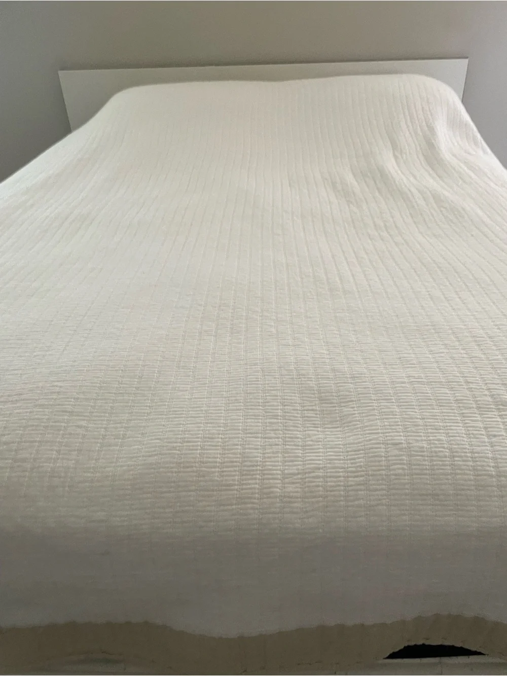 Queen Quilted Bedspread Coverlet Solid White Rectangular Bedroom Bedding